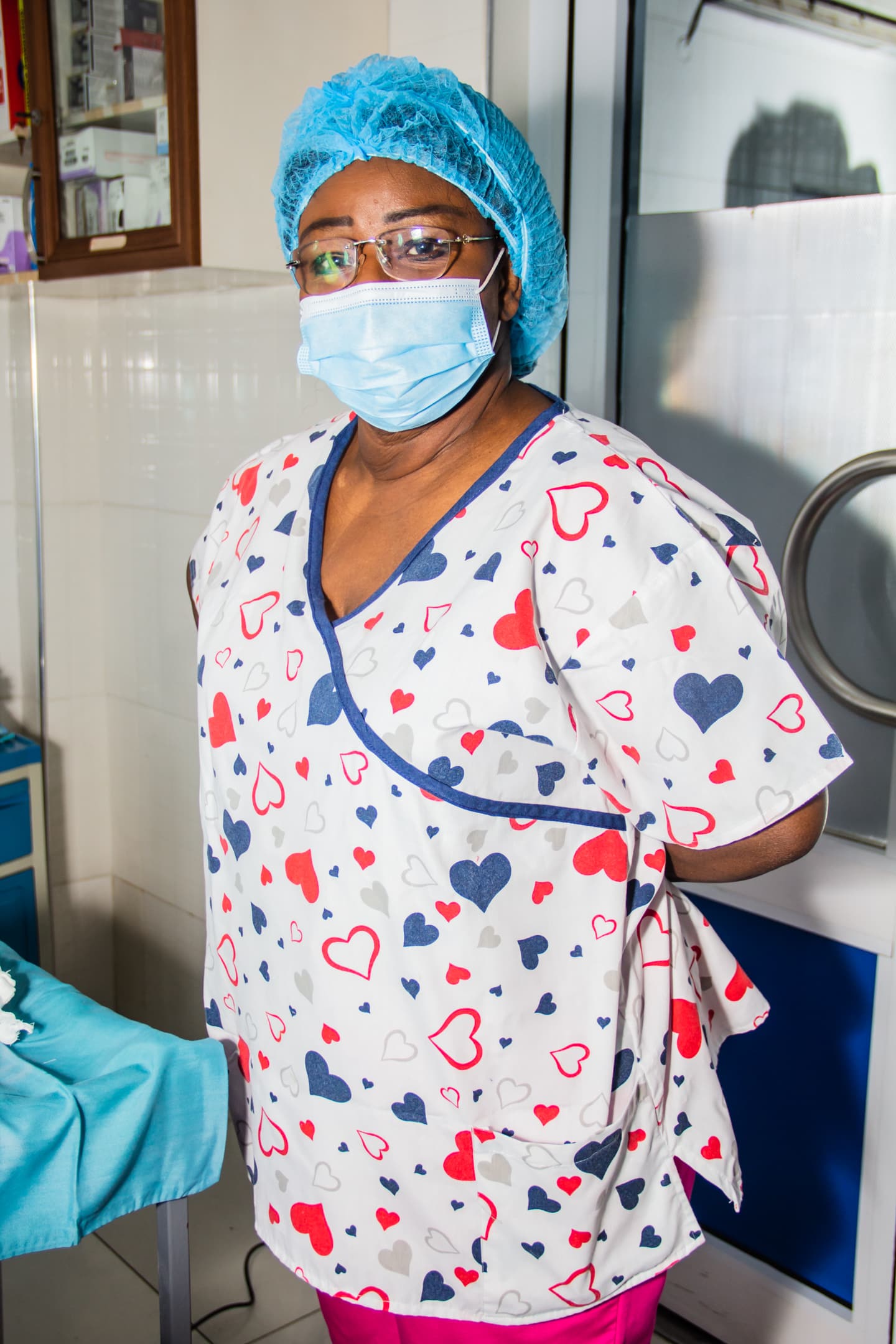Dr. Wiafe-Addai scrubbed in for surgery at Peace and Love Hospital