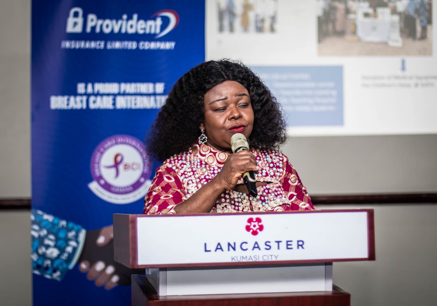 Dr. Wiafe-Addai speaking at a BCI partnership event