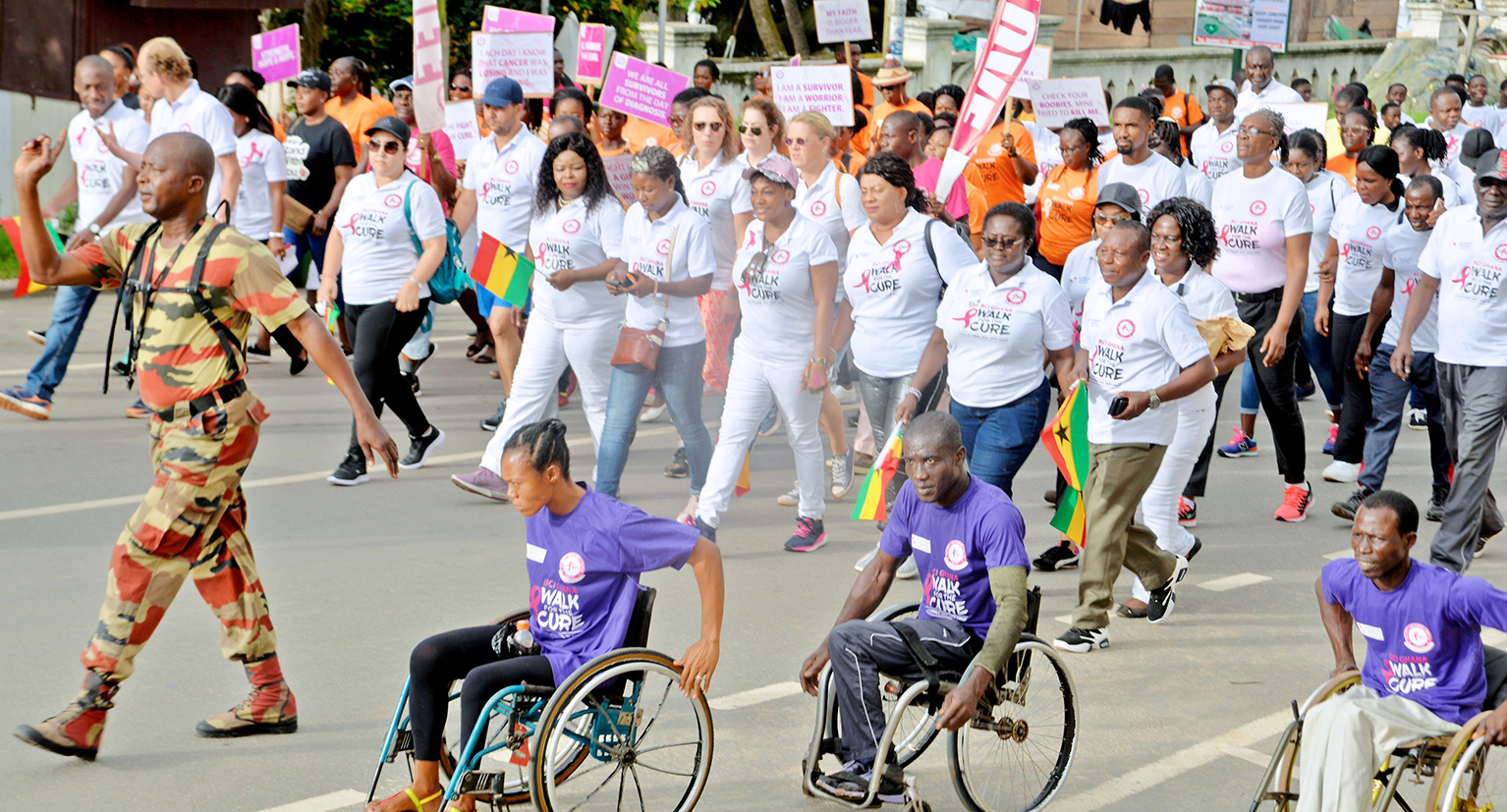 Supporters in pink at a Breast Care International Walk for the Cure in Ghana